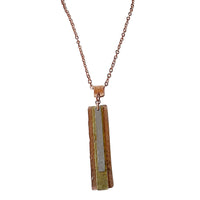 Layered Brass, Stainless Steel, Copper Pendant Necklace